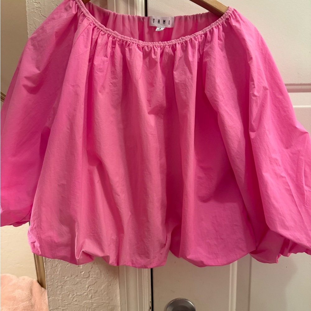THML Anthropologie Bright Pink bubble Blouse small